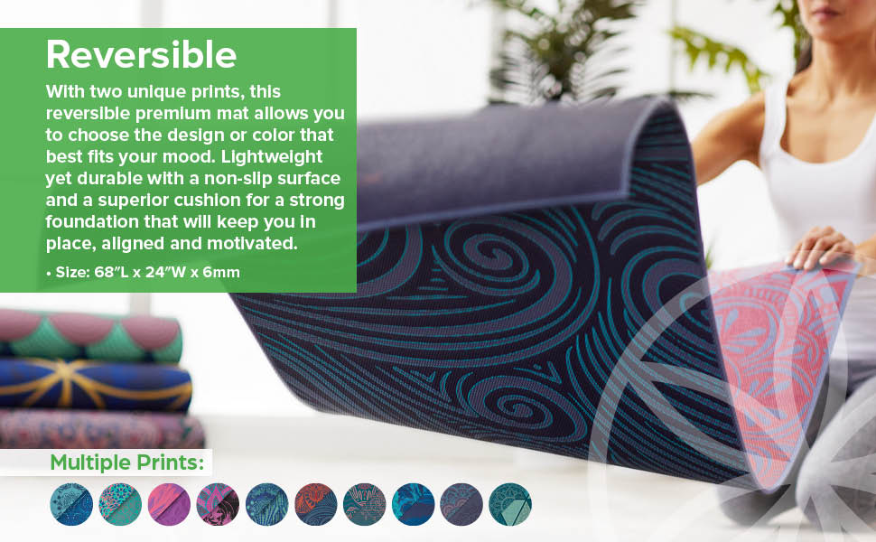 Gaiam Yoga Mat - 6mm Premium Print Reversible