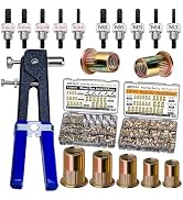 ASKWAY Rivet Nut SAE & Metric 860 PCS, SAE Rivet Nut Kit (5/16-20, 1/4-20, 10-24, 8-32, 6-32) Met...