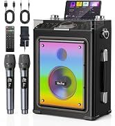 Metfut Karaoke Machine, Portable Karaoke Speaker with Bluetooth 5.3, 2 Wireless Mics & Guitar Inp...
