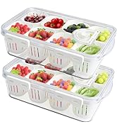 Mano 2 Pack Serving Trays for Party Divided Veggie Tray with Lid Serving Platter Vegetable Storag...