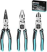 DURATECH 3PCS Pliers Set, Large 6 in 1 Multifunctional Wire Stripper Crimper Cutter, 8.5" Long No...
