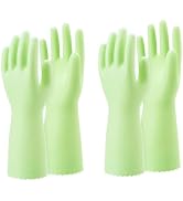 SHOWA 111 Skin-Friendly Cleaning Gloves, Dishwashing Kitchen Gloves with Cotton Flocked Liner, Re...