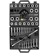 PTSTEL 45 PCS Tap and Die Set for Cutting External and Internal Threads, Essential Threading Tap ...