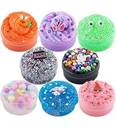 Slime Variety Pack Different Textures, 8 x 100ml Slimes Kit for Kids, Includes Bingsu, Water, Clo...