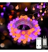 suddus 43ft Connectable Globe String Lights Plug in Remote Purple Orange | 100 Led Hanging Fairy ...