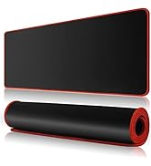 Large Gaming Mouse Pad Mat 11.8x23.6 Inches with Red String Stitched Edge Non-Slip Rubber Base Wa...