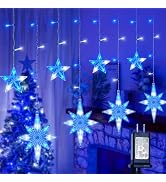 BEEWIN Star Icicle Lights Outdoor,126 Led 12 Star Hanging String Light with 8 Modes,Waterproof Co...