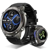 Jundio Military Smart Watch with Heart Rate Monitor/Compass/Flashlight/GPS, 1.43"AMOLED Smartwatc...