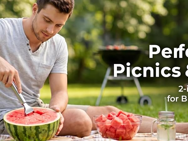 Built-in fork for clean serving. Lightweight for parties & picnics.