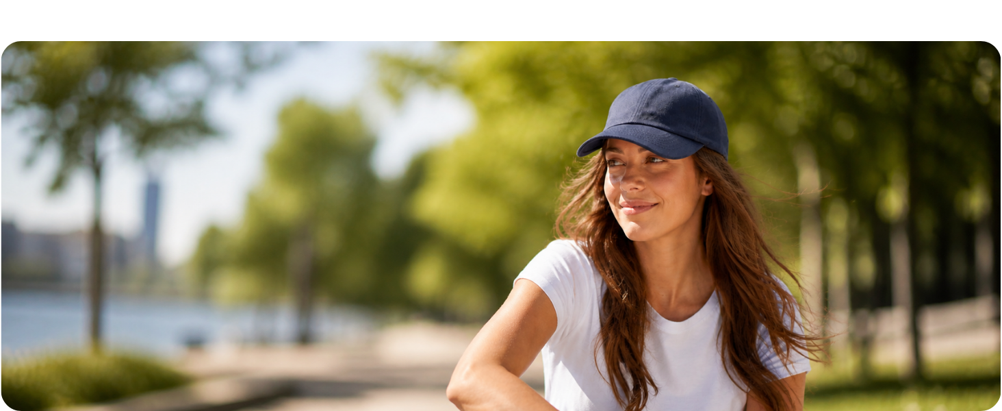 women is wearing E by Elidan dad hat in sunny day