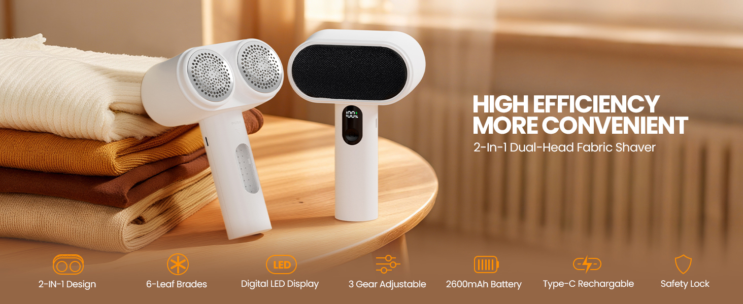 Dual head fabric shaver