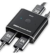 HDMI Splitter 8K @ 60Hz Bi-Directional, 2 in 1 Out or 1 in 2 Out HDMI 2.1 Switch Splitter, Button...