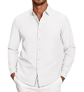 COOFANDY Mens Casual Button Down Shirt Untucked Long Sleeve Stretch Denim Dress Shirt