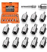XEWEA Upgrade 15 Piece Screw Extractor Set, 3/8" Inch Multiple Spline Easy Out Stripped Screw Bol...