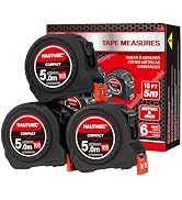 HAUTMEC Tape Measure 16ft/5m 6-Pack with Magnetic Hook & Finger Brake Lock | Fraction 1/8" Dual M...