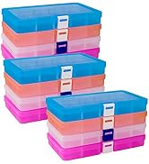 Qualsen 12 Pack Bead Organizer Plastic Compartment Box with Adjustable Dividers Craft Tackle Orga...