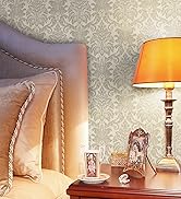 CiCiwind Vintage Wallpaper Peel and Stick Removable Self-Adhesive Wallpaper Beige Grey Floral Con...