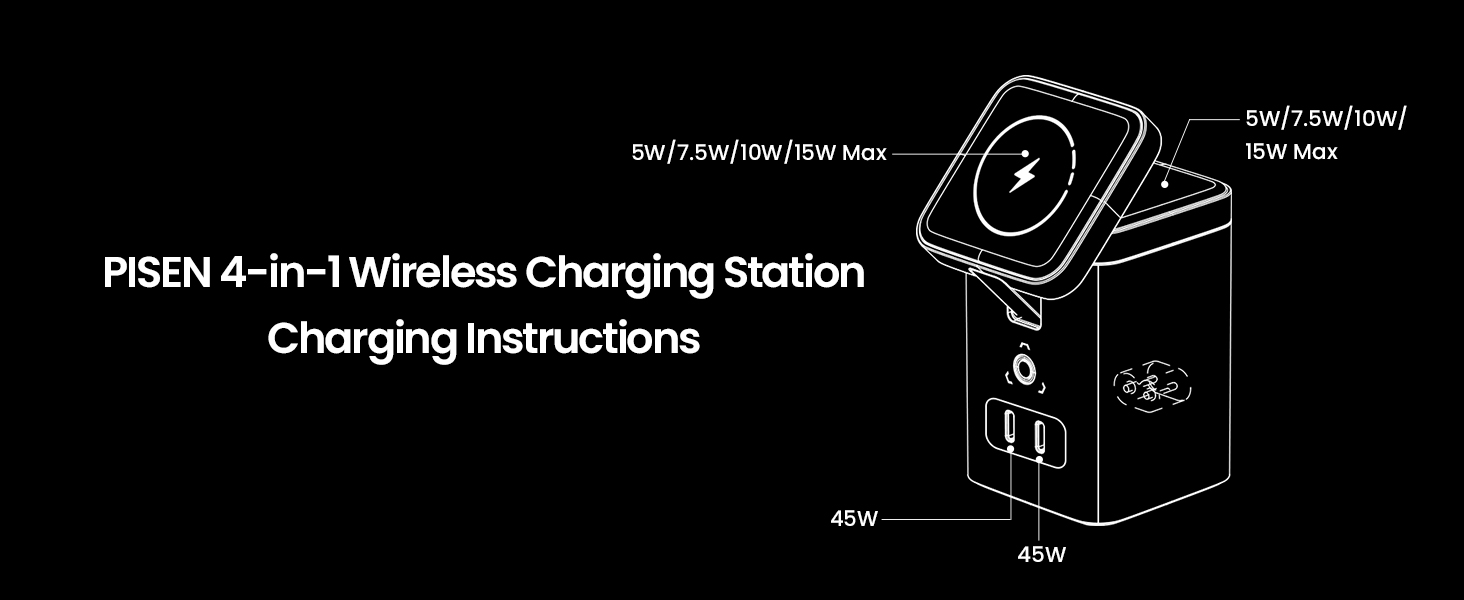 PISEN 4-in-1 Wireless Charging Station