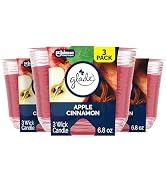 Glade 3-Wick Scented Candle Jar, Apple Cinnamon, Air Freshener Infused with Essential Oils, 6.8 O...