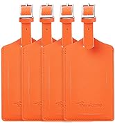 4 Pack Leather Luggage Travel Bag Tags by Travelambo
