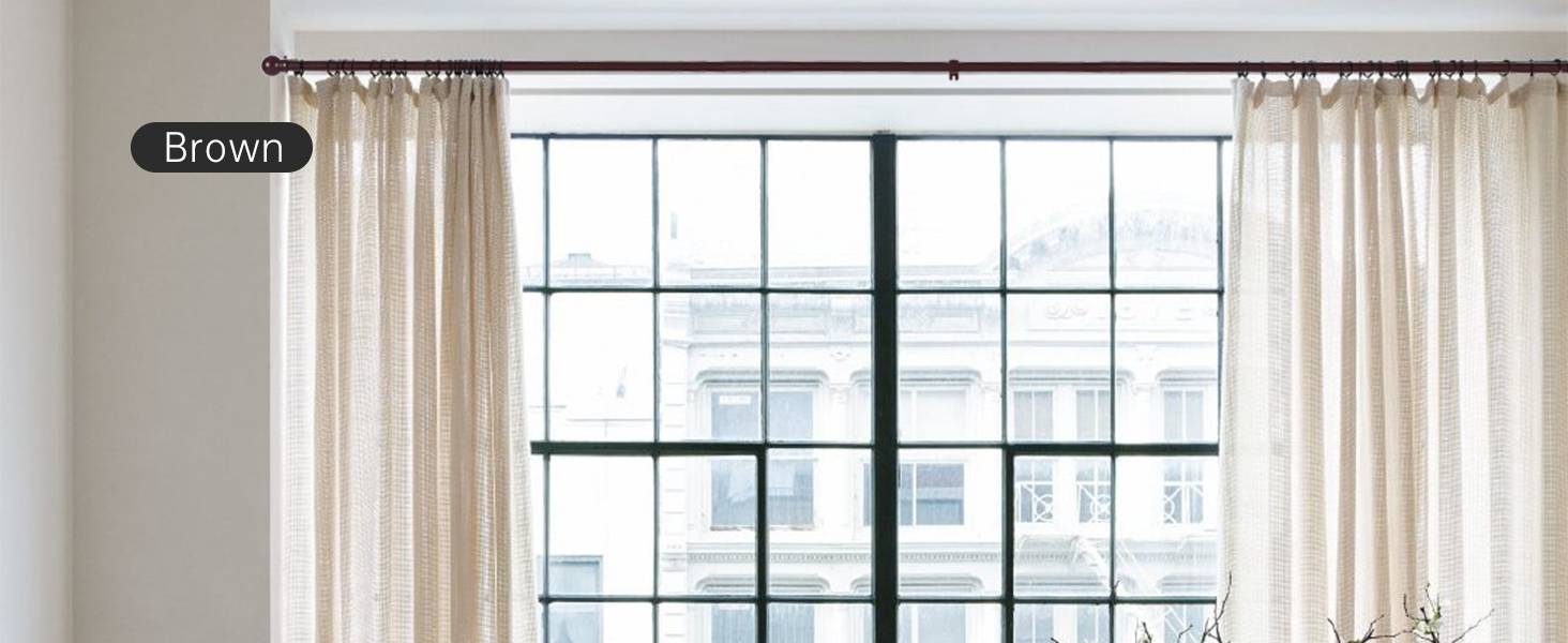 brown curtain rods