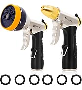 AUTOMAN Garden Hose Nozzles - High Pressure 100% Metal Hose Sprayer 2 Pack, Heavy Duty Garden Wat...