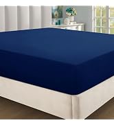MOONLIGHT20015 Navy Fitted Sheet Full Size - Ultra-Soft Hotel Quality 1800 Brushed Microfiber 16 ...