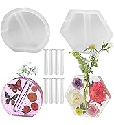 Large Resin Silicone Molds, lyfLux 2 pcs Hexagonal and Semicircular Planters with 8 Tubes, Silico...