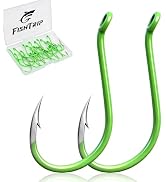 FishTrip 50 Pack Octopus Fishing Hooks - Offset Beak Circle Hooks for Fish Hooks Saltwater & Fres...