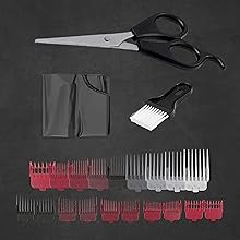 Barbershop Experience Tools Barber cape, barber scissors, neck brush, unique tapered fixed combs