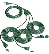 SURAIELEC Outdoor Extension Cord with Multiple Outlets, (15+10+10+10) 45FT Total, 25FT End to End...