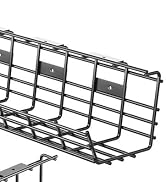 2 Pack DELAMU Under Desk Cable Management Tray, Large Metal Cord Organizer, Office & Home Cord Wi...