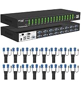 IP KVM Switch 16 Port, MT-VIKI Rackmount KVM Console Over IP, 1 Local & Remote Access, Support Ho...