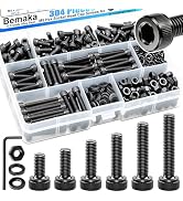 Bemaka 304PCS M5 Screws Kit, M5x8/12/16/20/30/35mm Hex Socket Head Cap Screws Bolts Nuts Washers ...