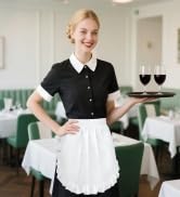 Cardkiss White Waist Apron for Women with Pockets, Maid Apron for Kitchen Cooking Waitress Cleaning