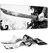 Katana Large Gaming Mouse Pad,Japanese Samurai Sword Extended Desk Mat with Stitched Edges,Waterp...