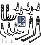 KOFANI Garage Hooks Heavy Duty, 12 Pack Anti-Slip Coating Garage Wall Storage Hooks for Hanging B...