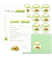 12 Set Camp Stationery Paper with Envelopes,Summer Sleepaway Camp Essentials for Boys and Girls,P...