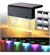 DenicMic Solar Deck Lights Outdoor Waterproof 6 Pack Fence Step Patio Decor | Warm White/Color Ch...