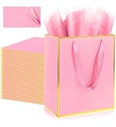 Addblu 28 Pack Bulk Luxury Gift Bags with Handles, Medium Size 9x7x3.15 Inches - Includes 28 Tiss...