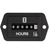 Yooreal DC 6-80V Mechanical Hour Meter Gauge,No Battery Hourmeter,Waterproof for Diesel Engine Tr...