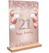 Trgowaul 21st Birthday Decorations Gift for her, Rose Gold Happy 21st Birthday Acrylic Table Sign...