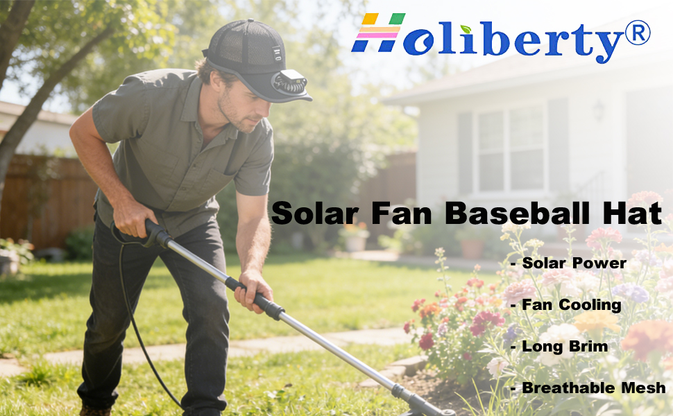 Solar Powered Fan Wide Brim Outdoor Fishing Hat Cool Mesh UPF 50+ Sun Visor Baseball Cap for Men
