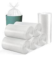 Tebery 300 Counts 8 Gallon Clear Small Garbage Bags Trash Bags, Wastebasket Bin Liners for Bathro...