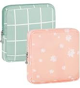 2 Pack Period Bag for Teen Aged Girls, Sanitary Napkin Storage Bag, Functional Waterproof Sanitar...