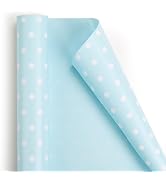 Flyhill Blue Wrapping Paper Roll-46.8sqft(17 Inch X 32.8ft)-Reversible Gift Wrap Paper with Polka...