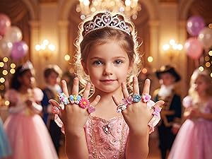 PASEMM 24pcs Little Girl Jewel Rings