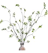 Cherica 4 Pcs Artificial Ficus Branches Faux Eucalyptus Stems, 47.2 Inch Fake Greenery Stems Arti...