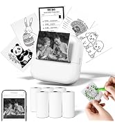 Zodzi Inkless Sticker Printer - Portable Mini Printer with 6 Rolls Non-Adhesive Paper, Bluetooth ...