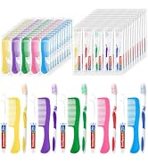 Zhjianup Travel Size Disposable Toothbrushes with Toothpaste Dental Floss Picks and Comb in Bulk,...